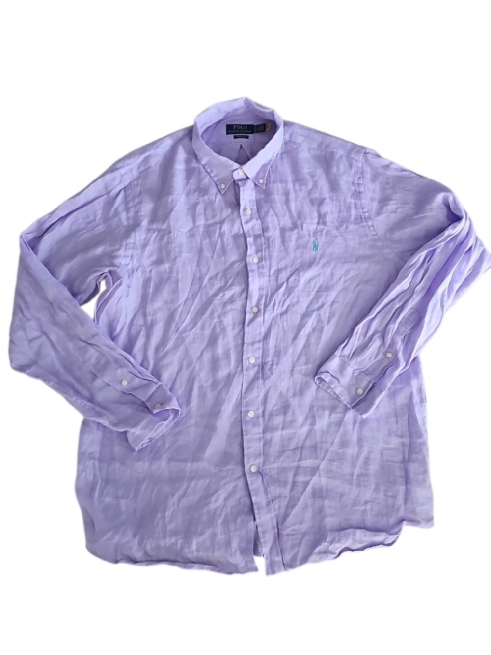 Polo Ralph Lauren 100% Linen Classic Fit Shirt Men’s XL Purple Button Down Lux - Picture 7 of 15
